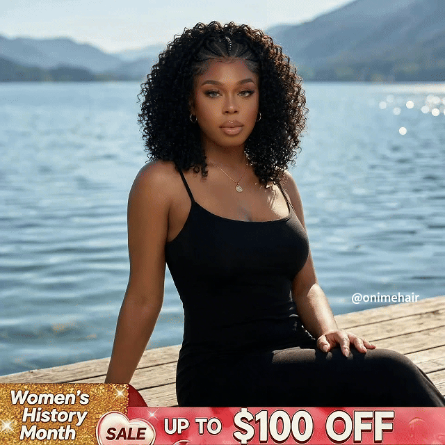 Curly Bob Wig Human Hair 13x4 HD Lace Front Wigs For Black Women Human Hair Pre Plucked Wear And Go Glueless Short Wet And Wavy Braided Wig Black Color - Onime Hair