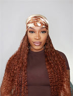 Crochet Boho Box Braids Band Wig Bohemian with Human Hair Curly Ends Braided Hair Extensions Color #30