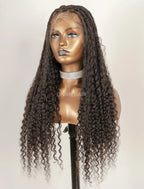 Human Hair Full Lace Braided Wig Glueless Small Boho Knotless Braids With Baby Hair