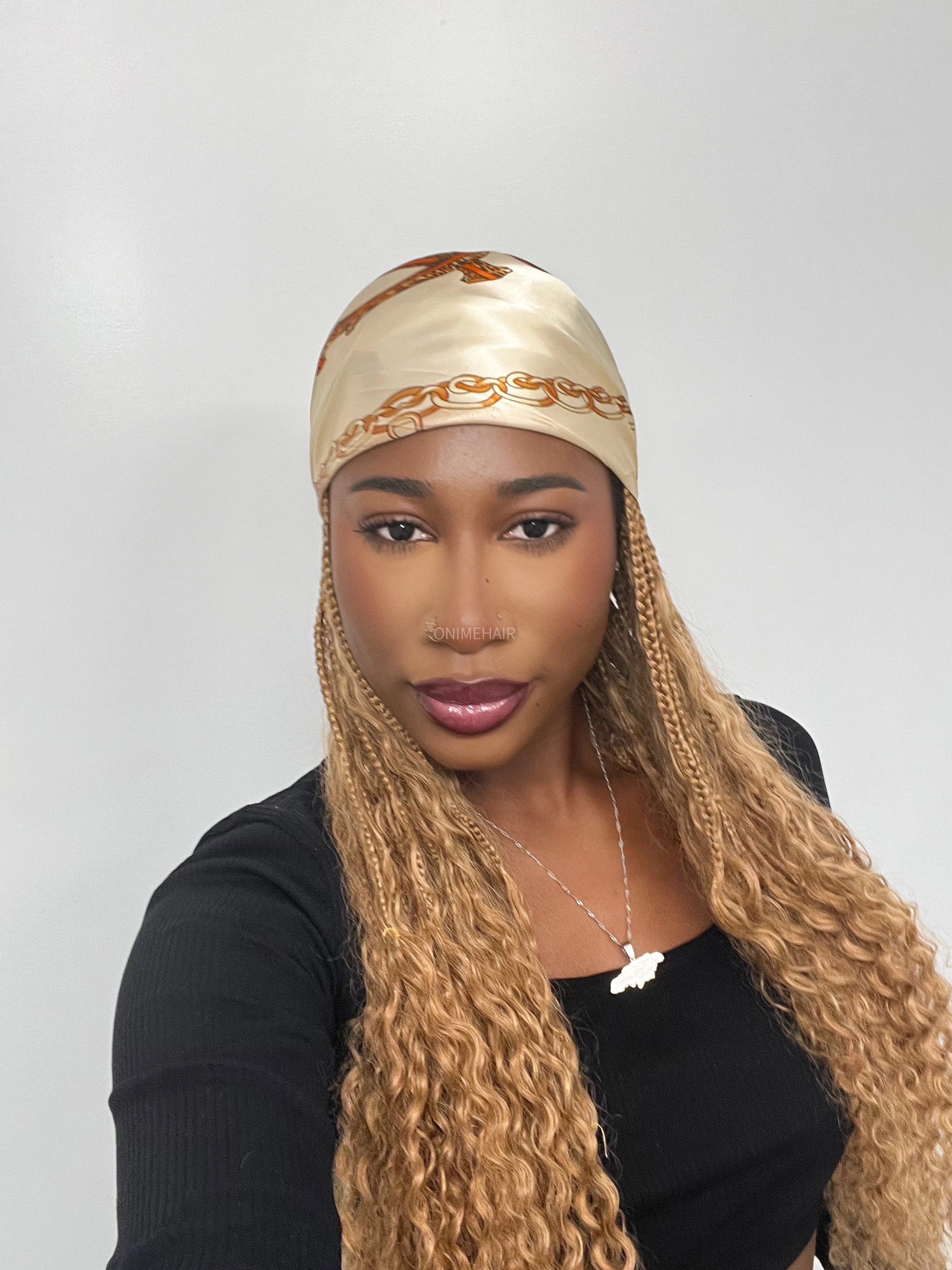 Crochet Boho Box Braids Baseball Cap Hat Wig Bohemian with Human Hair Curly Ends Braided Hair Extensions