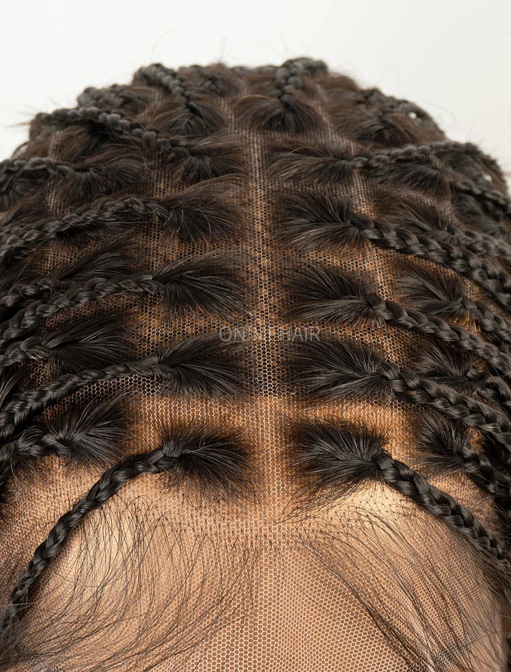 Human Hair Full Lace Braided Wig Glueless Middle Parts Small Boho Knotless Braids