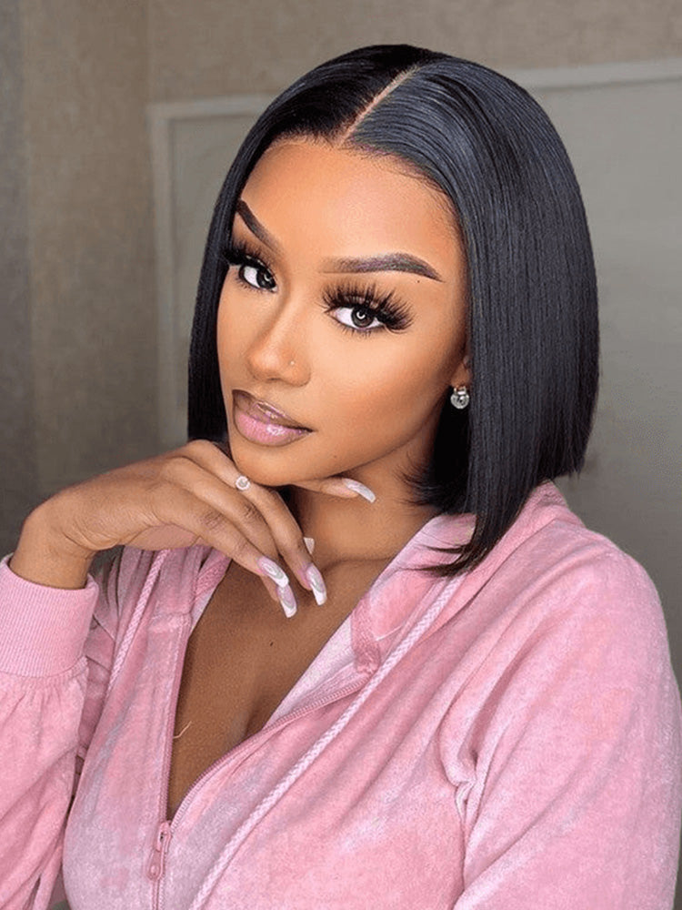 Onimehair™ 13x4 HD Lace Glueless Bob Wigs Wear Go Pre Cut Lace Human Hair Wigs