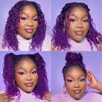 Onimehair™ New Purple Color Afro Kinky Bulk Human Hair For Braiding DreadLock