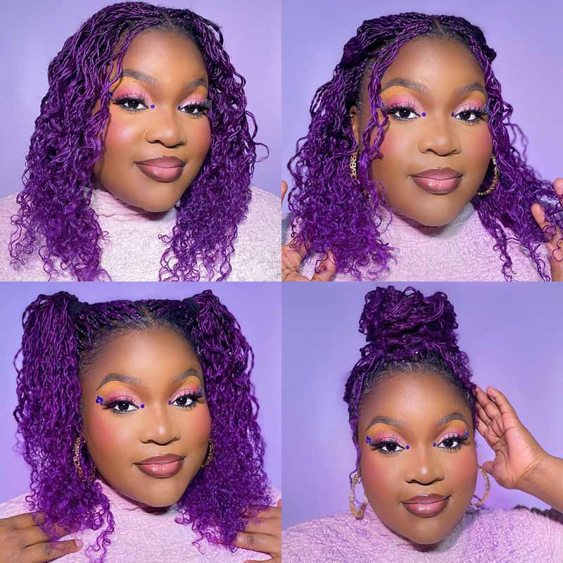 Onimehair™ New Purple Color Afro Kinky Bulk Human Hair For Braiding DreadLock
