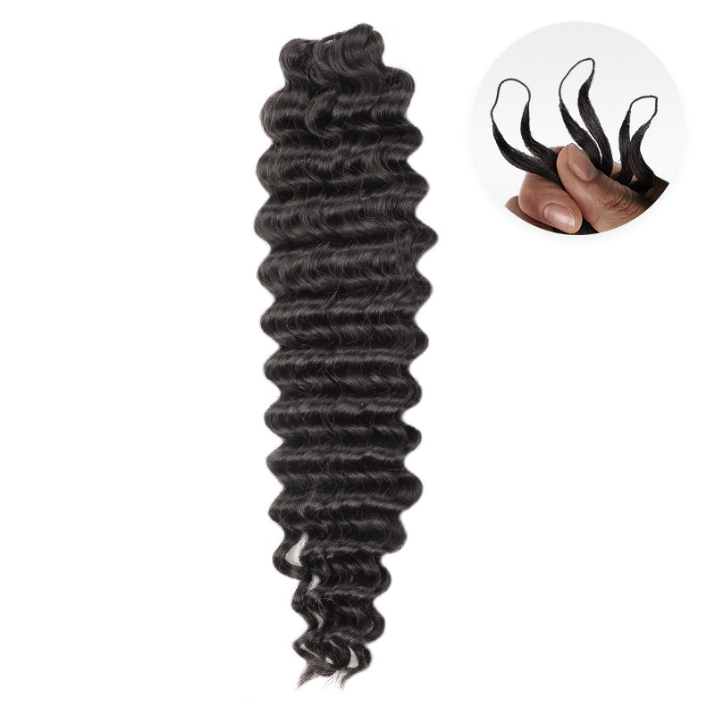 Onimehair™ Soft Deep Wave Feather Crochet Braid Natural Black Human Hair Extensions