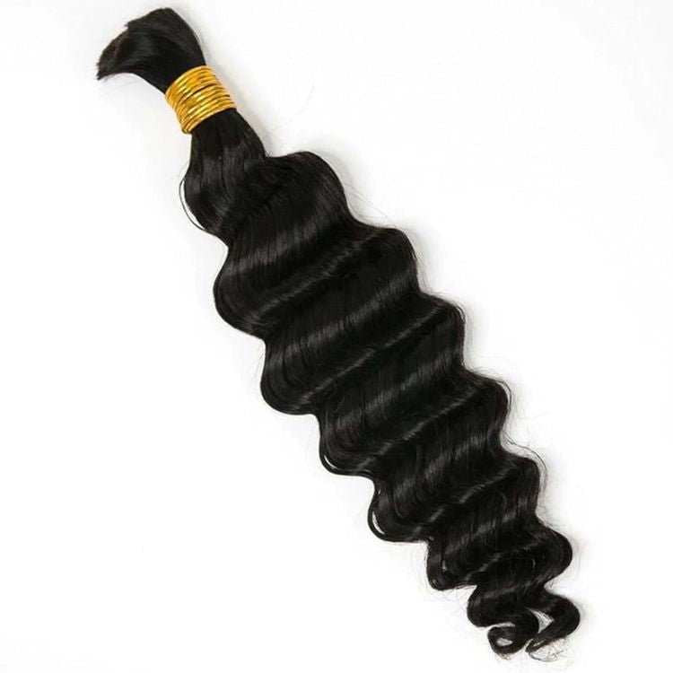 Loose Deep Wave Bulk Human Braiding Hair Extensions Natural Color