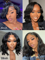 Onimehair™ Pre-bleached Body Wave Hair Wear Go Bob Wig 13x4 Pre-cut HD Lace Pre-plucked