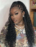 Human Hair Full Lace Braided Wig Glueless Small Boho Knotless Braids With Baby Hair