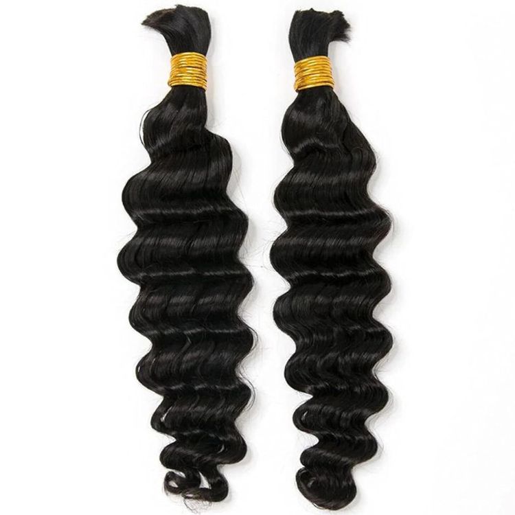 Loose Deep Wave Bulk Human Braiding Hair Extensions Natural Color