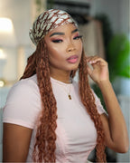 Crochet Boho Box Braids Band Wig Bohemian with Human Hair Curly Ends Braided Hair Extensions Color #30