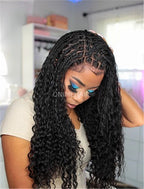 Human Hair Full Lace Braided Wig Glueless Small Boho Knotless Braids With Baby Hair