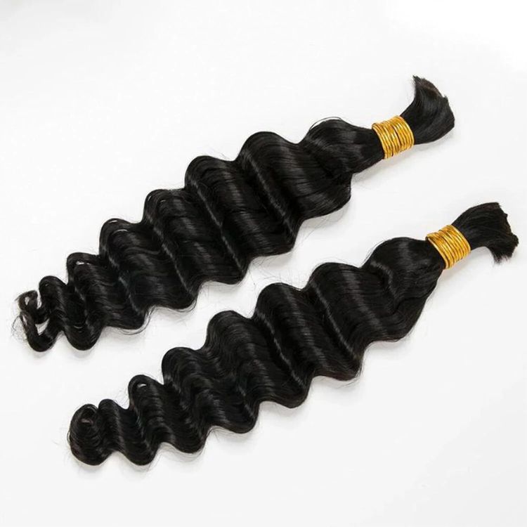 Loose Deep Wave Bulk Human Braiding Hair Extensions Natural Color