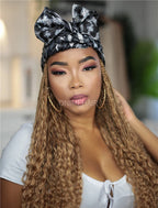 Crochet Boho Box Braids Baseball Cap Hat Wig Bohemian with Human Hair Curly Ends Braided Hair Extensions
