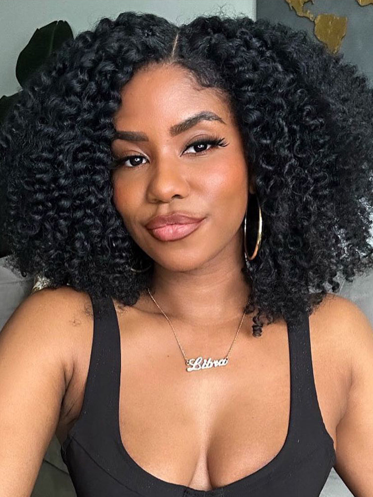 Onimehair™ 3 In 1 Half Wig Layered Curly Bob Pre-Styled onimehair Curly Half Wig Draw-strings Flip Over Wig