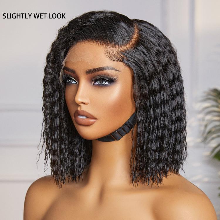 Onimehair™Boho-Chic | Super Bob Bohemian Curly Minimalist HD Lace Glueless C Part Short Wig 100% Human Hair - US Only