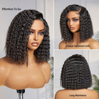 Onimehair™Boho-Chic | Super Bob Bohemian Curly Minimalist HD Lace Glueless C Part Short Wig 100% Human Hair - US Only