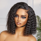 Onimehair™Boho-Chic | Super Bob Bohemian Curly Minimalist HD Lace Glueless C Part Short Wig 100% Human Hair - US Only