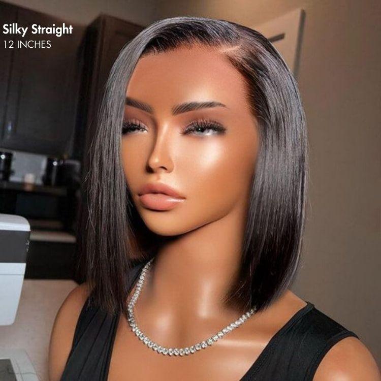 Onimehair™Ultra Natural Glueless Minimalist HD Lace C Part Bob Wig 100% Human Hair | Classic & Chic