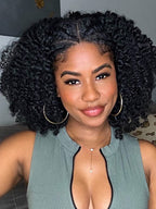 Onimehair™ 3 In 1 Half Wig Layered Curly Bob Pre-Styled onimehair Curly Half Wig Draw-strings Flip Over Wig