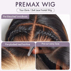 Onimehair™PreMax Wigs | Natural Looking Brown Highlight Silky Blunt Cut Bob Glueless 13x4 Frontal Pre-Cut Lace Wig