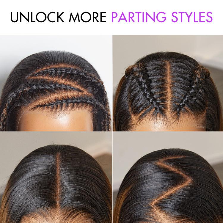 Onimehair™PreMax Wigs | Natural Looking Brown Highlight Silky Blunt Cut Bob Glueless 13x4 Frontal Pre-Cut Lace Wig