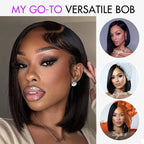 PreMax Wigs super natural hairline 13x4 frontal lace wig with silky blunt cut bob, glueless human hair short wig, pre-cut lace.