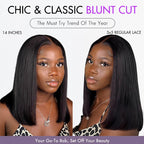 Onimehair™PreMax Wigs | Silky Blunt Cut Glueless  5x5 Closure Lace Shoulder Length Bob Wig Pre Plucked & Bleached