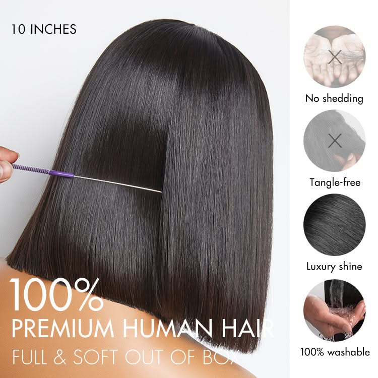 PreMax Wigs silky blunt bob wig with natural hairline, 13x4 frontal lace, human hair, short, glueless, pre-cut lace, natural look