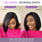 Onimehair™Layered Cut Onimehair Straight Left C Part Glueless Minimalist HD Lace Bob Wig Ready to Go