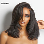 Onimehair™Layered Cut Onimehair Straight Left C Part Glueless Minimalist HD Lace Bob Wig Ready to Go