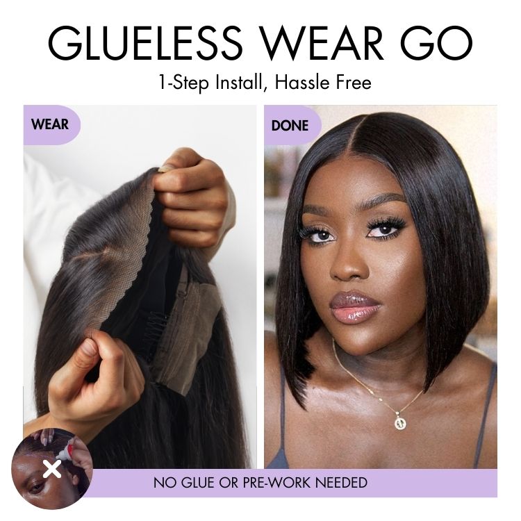 Onimehair™ All-Day Comfort™ Wig Silky Blunt Cut Bob Glueless 13x4 Closure HD Lace Wig Pre-Cut Lace