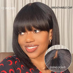 Onimehair™Put On and Go Reddish Purple / Ash Blonde Highlight / Brown Highlight / Natural Black Layered Cut Yaki Straight Minimalist Lace Bob Wig