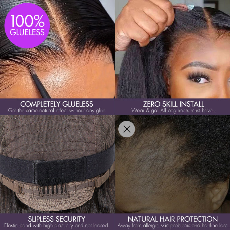 Onimehair™PreMax Wigs - Chic & Natural Layered Bob Wig Ear-to-Ear Wide T Lace Glueless Human Hair Wig Pre-Cut Lace