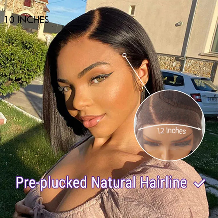 Onimehair™PreMax Wigs - Natural Black / Blonde Highlight C Part Glueless Lace Front Bob Wig