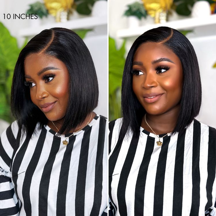 Onimehair™ All-Day Comfort™ Wig Blunt Cut Bob Glueless Minimalist HD Lace Short Human Hair Wig Pre-Cut Lace