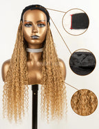 Crochet Boho Box Braids Baseball Cap Hat Wig Bohemian with Human Hair Curly Ends Braided Hair Extensions