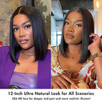 Onimehair™PreMax Wigs | Silky Blunt Cut Glueless  5x5 Closure Lace Shoulder Length Bob Wig Pre Plucked & Bleached