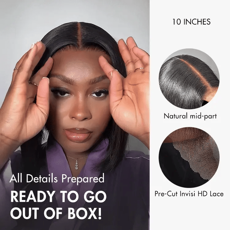 Onimehair™PreMax Wigs | Silky Blunt Cut Glueless  5x5 Closure Lace Shoulder Length Bob Wig Pre Plucked & Bleached
