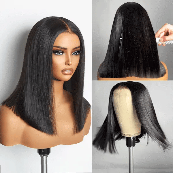 Onimehair™PreMax Wigs - Super Natural Hairline Silky Blunt Cut Bob Glueless 5x5 Closure Lace Wig