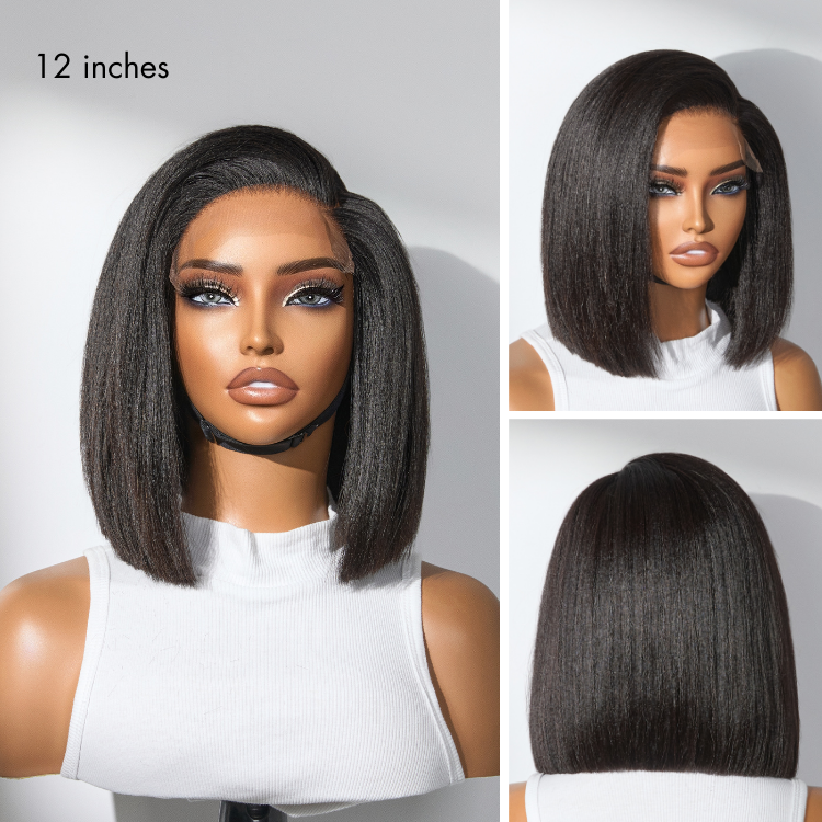 Onimehair™Ultra Natural Glueless Minimalist HD Lace C Part Bob Wig 100% Human Hair | Classic & Chic
