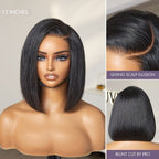 Onimehair™ All-Day Comfort™ Wig Blunt Cut Bob Glueless Minimalist HD Lace Short Human Hair Wig Pre-Cut Lace