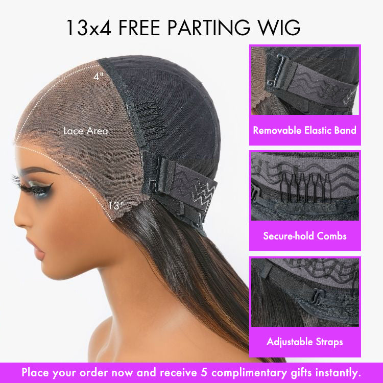 Onimehair™ Wear Go Glueless Highlights Ombre Hair Pre-cut HD Lace onimehair Curly Wig