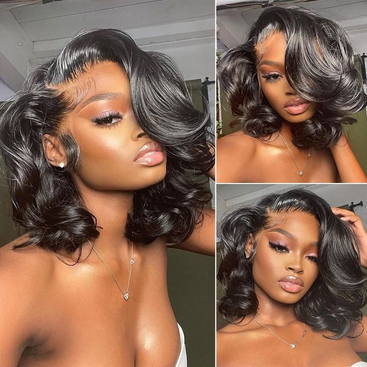Onimehair™ PreMax Loose Body Wave Short Bob Wig Glueless 13x4 Frontal Lace Human Hair Wig Pre-Cut Lace