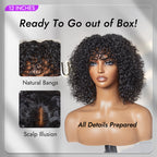 New Customers Only | Beginner Friendly Water Wave Minimalist Lace Glueless Short Curly Wig with Bangs