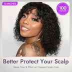 New Customers Only | Beginner Friendly Water Wave Minimalist Lace Glueless Short Curly Wig with Bangs