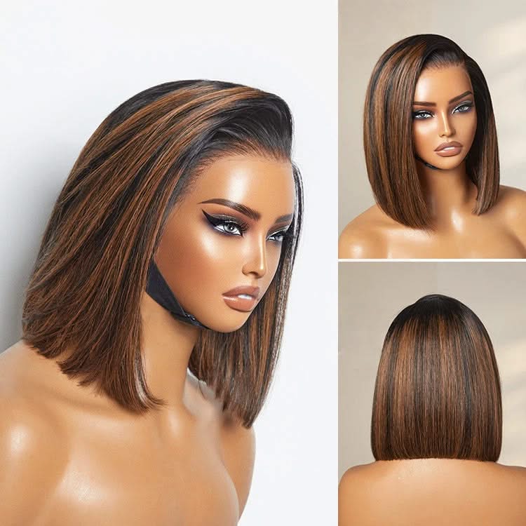 PreMax Wigs 13x4 frontal lace human hair bob wig with natural hairline and silky blunt cut, glueless short style.
