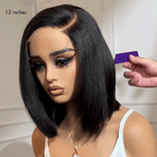 Onimehair™Layered Cut Onimehair Straight Left C Part Glueless Minimalist HD Lace Bob Wig Ready to Go