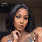 Onimehair™ All-Day Comfort™ Wig Silky Blunt Cut Bob Glueless 13x4 Closure HD Lace Wig Pre-Cut Lace
