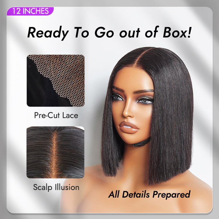 Onimehair™My GO-TO BOB™ - Glueless 5x5 Closure HD Lace Silky Straight Human Hair Wig