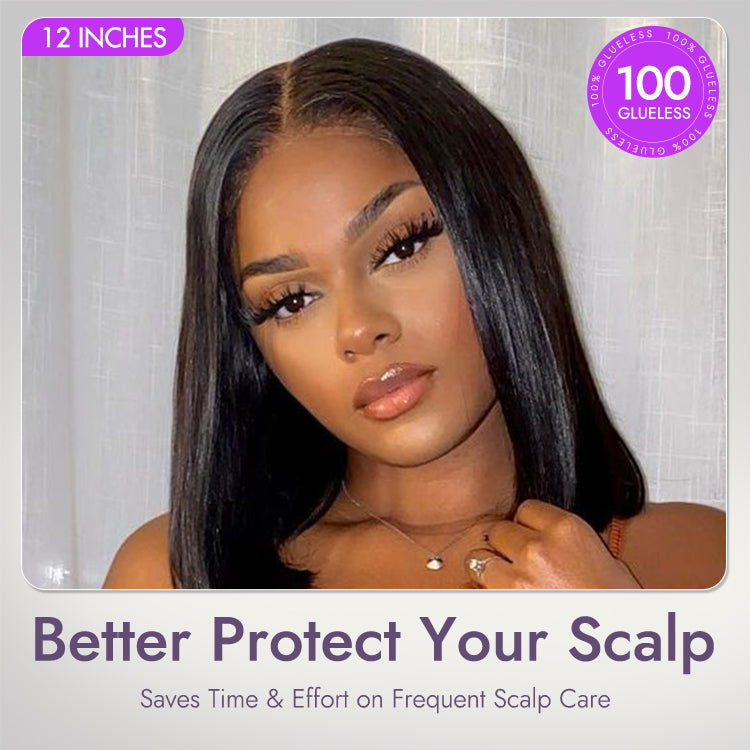 Onimehair™My GO-TO BOB™ - Glueless 5x5 Closure HD Lace Silky Straight Human Hair Wig